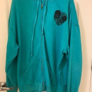 VS Pink teal zip up hoodie